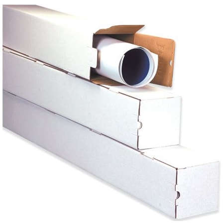 Bsc Preferred 3 x 3 x 12'' White Square Mailing Tubes, 25PK BUY00014787